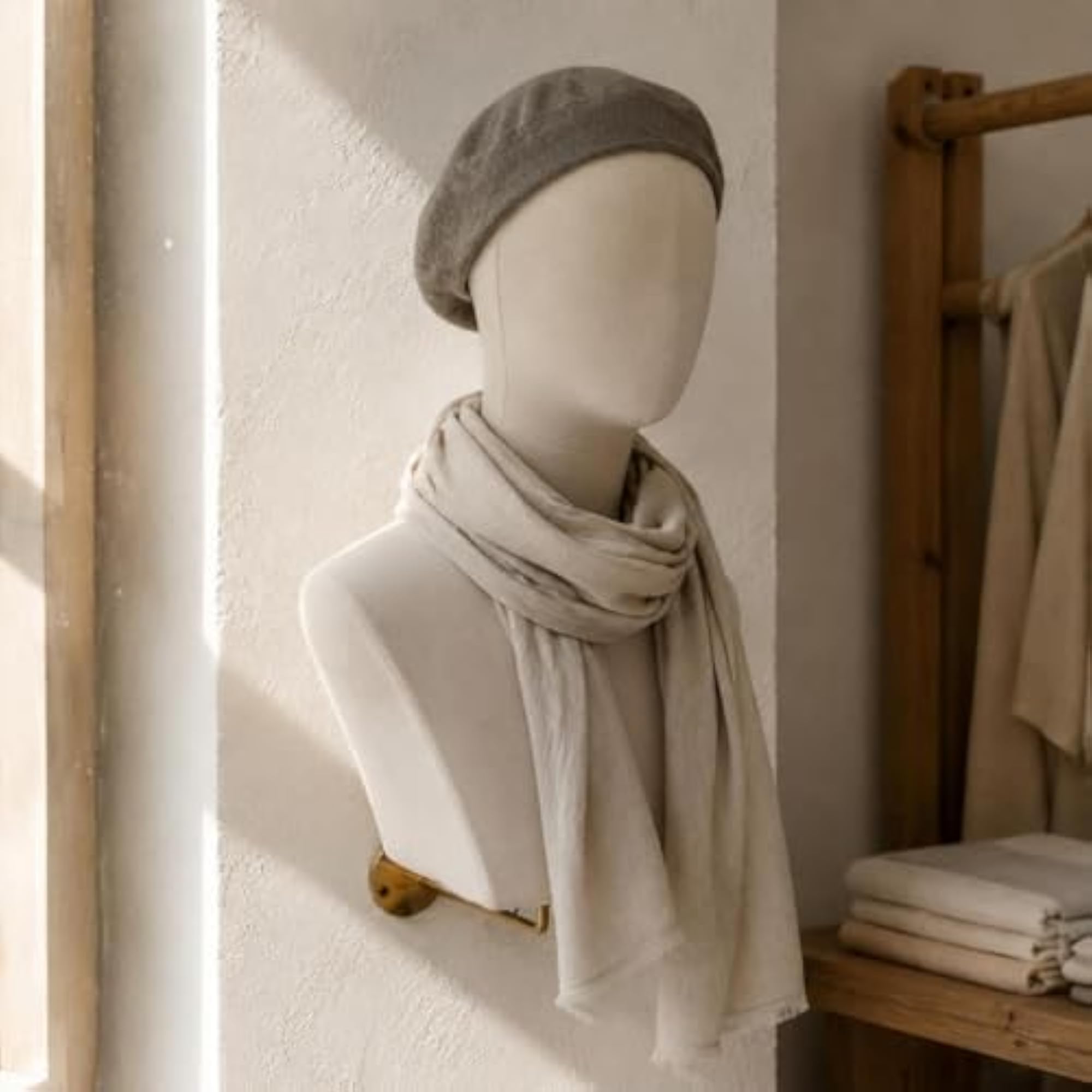 Gold Wall-Mounted Mannequin Bust with Hook for Hairpieces
